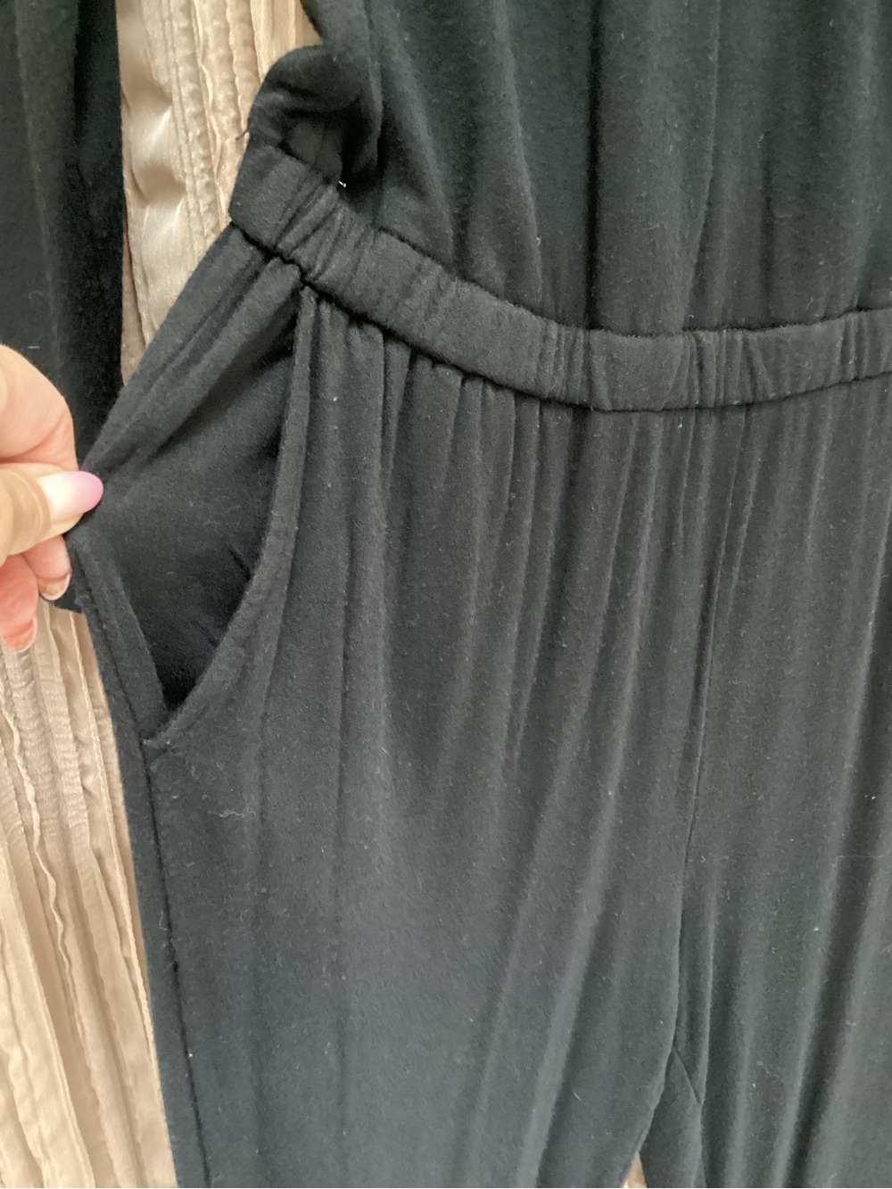 Lou&Grey Long-Sleeve Wrap/ Blouson top Jumpsuit,V neck, elastic waist,pockets, M - Picture 3 of 9